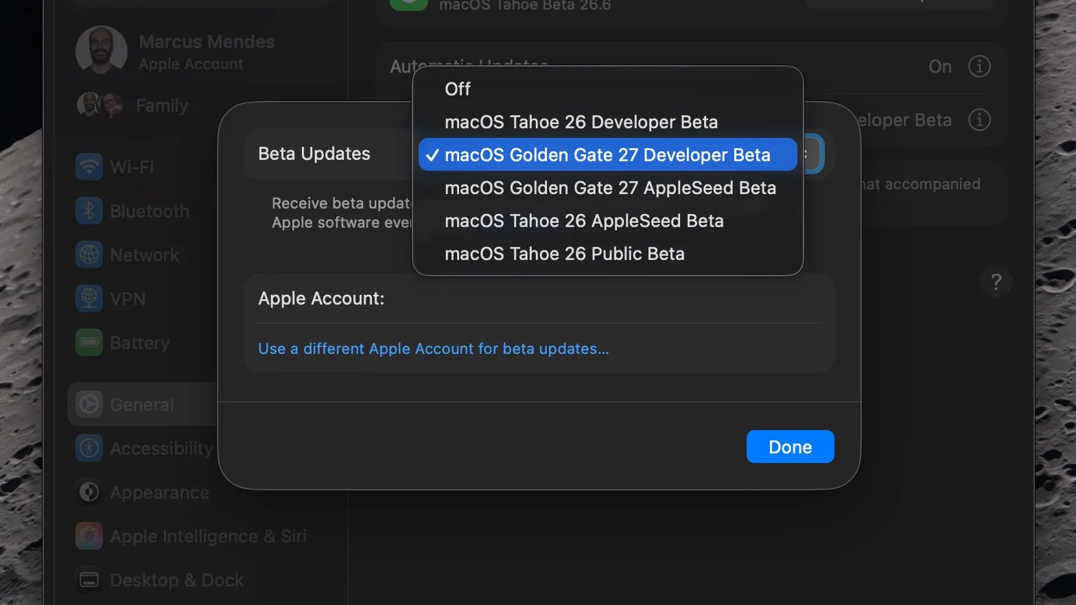 macOS 27 Golden Gate 测试版界面截图