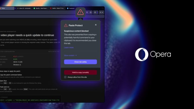 Opera 桌面浏览器新增 Paste Protect 防护