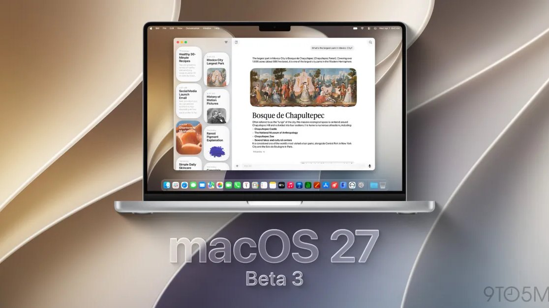 苹果向开发者推送 macOS 27 Golden Gate Beta 3