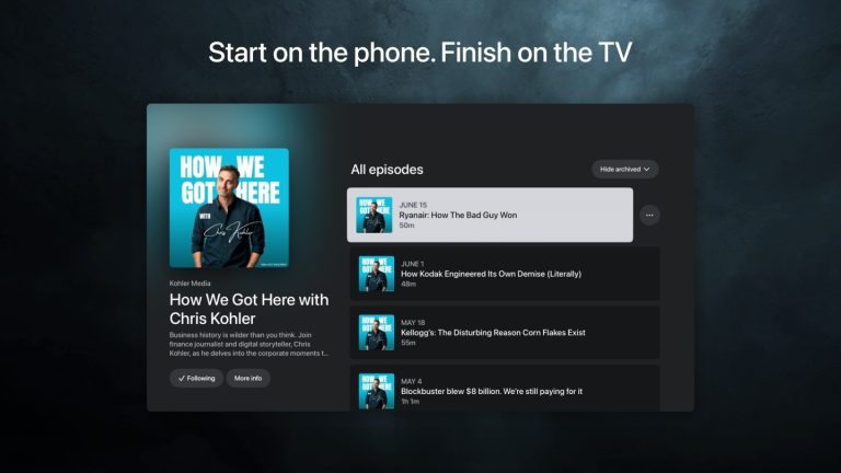 Pocket Casts 登陆 Apple TV：播客体验延伸到大屏