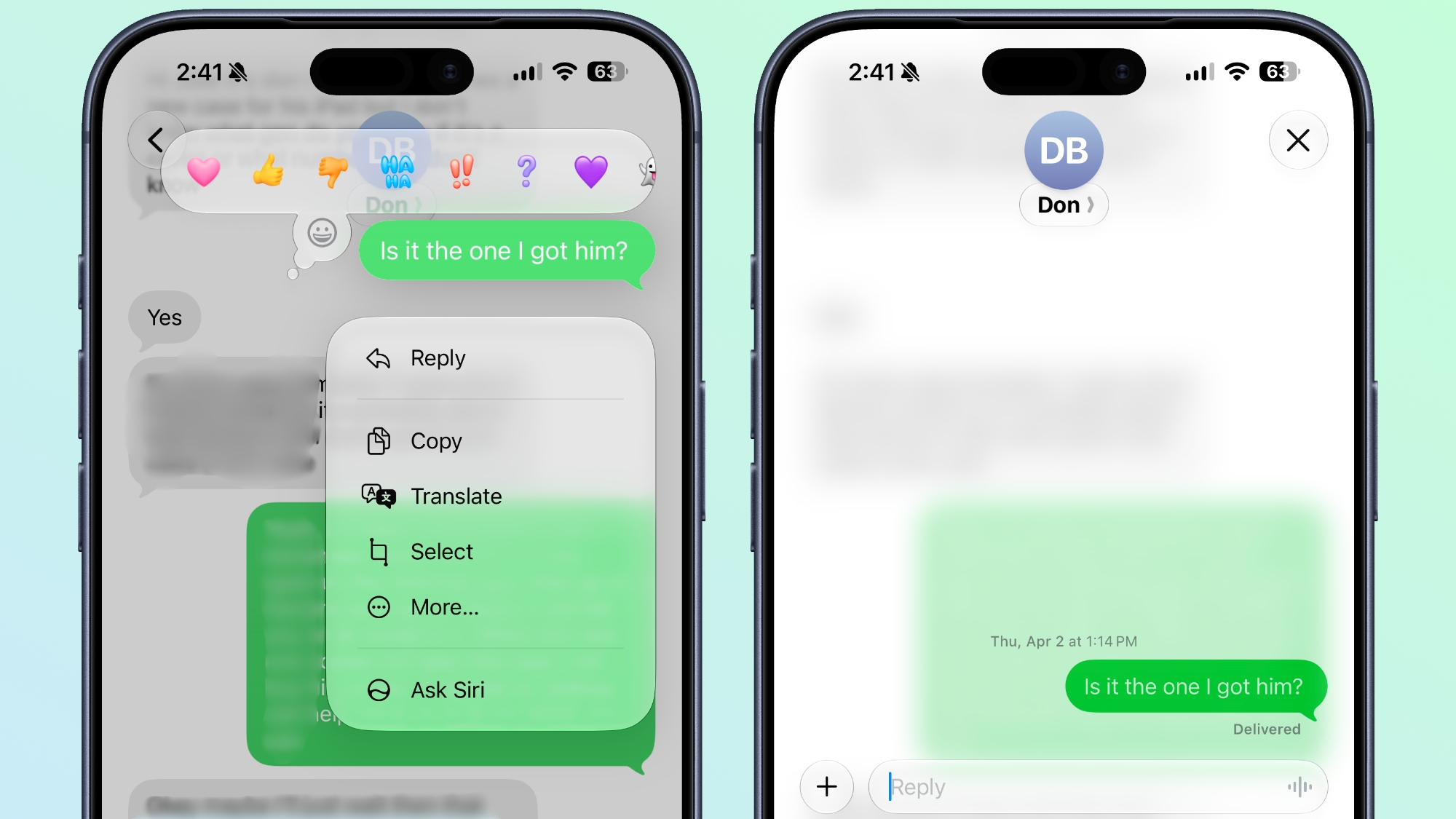 信息 App 中的安卓消息气泡
