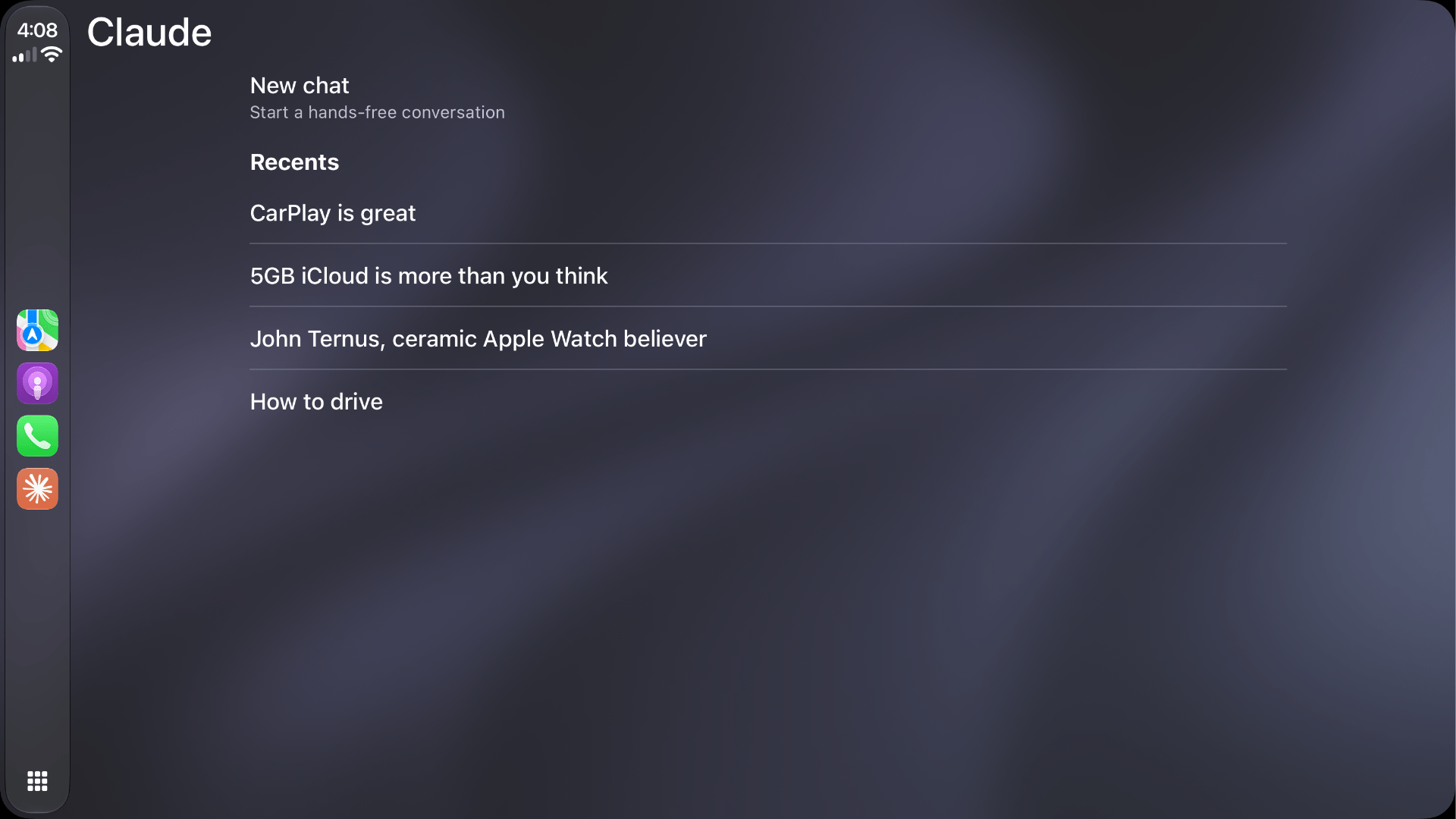 Claude for CarPlay 语音对话演示