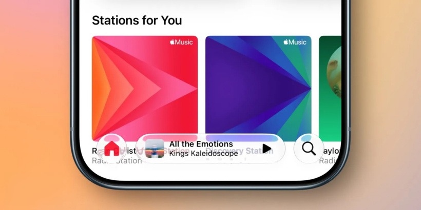 Apple Music 中的液态玻璃界面