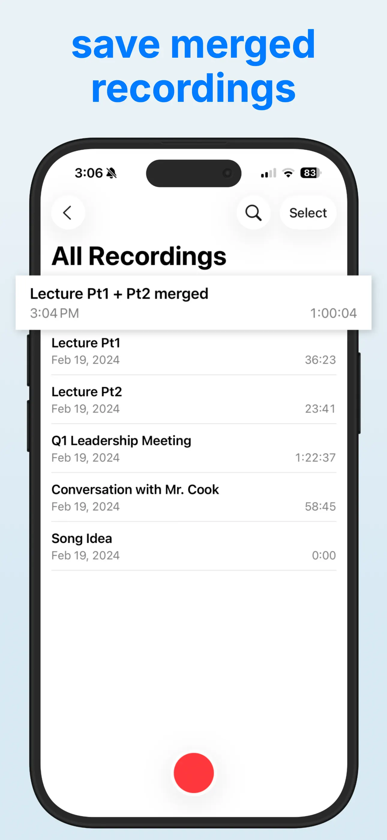 Merge Voice Memos 截图 4