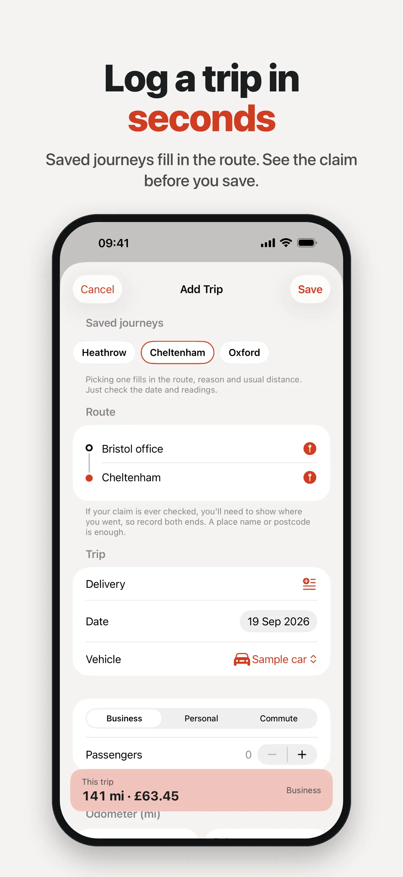 Mileage: Business Trip Tracker 截图 2