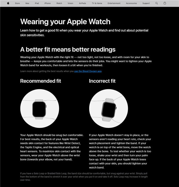 Apple Watch 佩戴与清洁注意事项