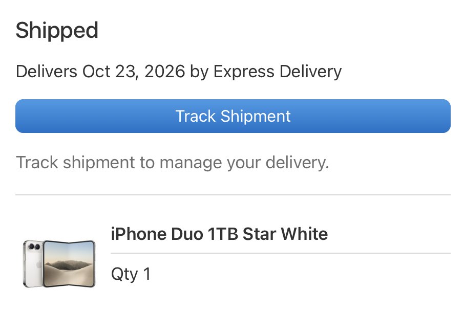 已发货的 iPhone Duo 订单