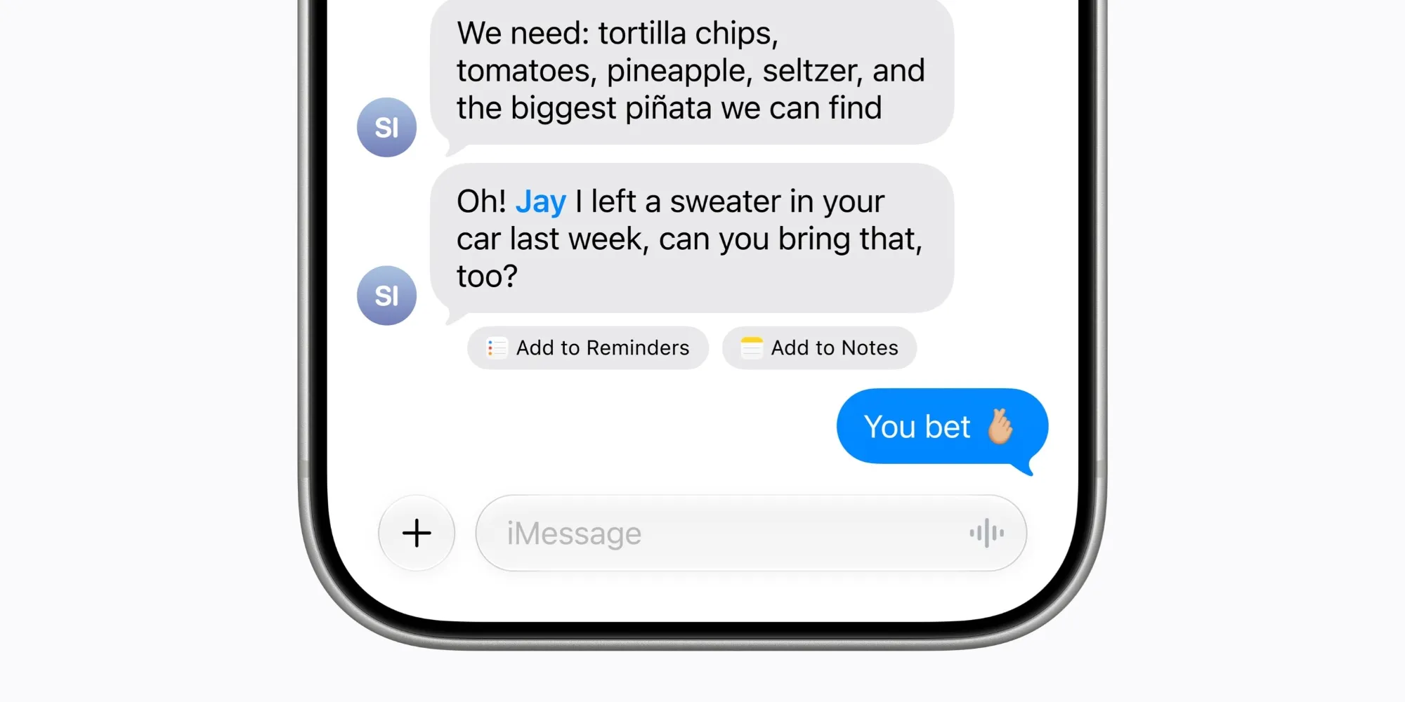 Messages 建议功能界面